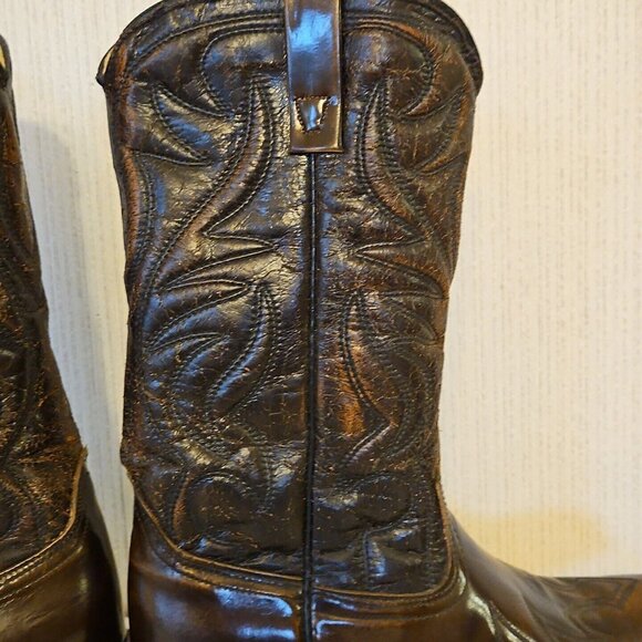 Hanover Western Boots Mens 9 D Brown Distressed Leather Cowboy 47667 Vintage main image 15
